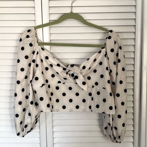 Zara Polka Dot Tie Front Top